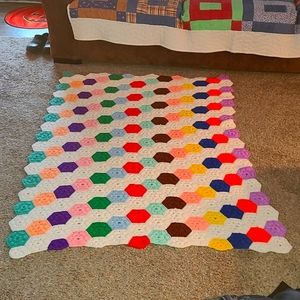 Vintahe Crocheted beautifully coverlet for a bed or a couch. No damage or snags.